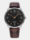 4 Colors Men's Stainless Steel Fashion Faux Leather Strap 30M Waterproof Quartz Watch - #04