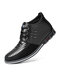 Men Microfiber Leather Rivet Lace Up Business Casual Ankle Boots - Black