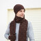 Men 2/3PCS Solid Color Keep Warm Sets Fashion Casual Wool Hat Beanie Scarf Full-finger Gloves - #06