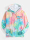 Mens Multi-Color Tie-Dye Relaxed Fit Casual Hoodie With Kangaroo Pocket - Pink