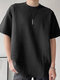 Mens Textured Waffle Stitch Loose T-Shirt - Black