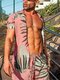Costume deux pièces à manches courtes à fleurs hawaïennes pour hommes - Rose