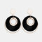 Trendy Temperament Log Earrings Exaggerated Geometric Round Pendant Stud Earrings - Black