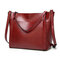 Women Vintage Leather Handbags Retro Shoulder Bag Tote Bag - Red