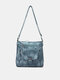 Women Vintage Faux Leather Multi-Compartments Waterproof Solid Color Crossbody Bag Shoulder Bag - Blue