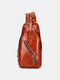 Men PU Leather Earphone Hole Multi-pockets Chest Bag Crossbody Bag Sling Bag - Orange