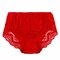 Plus Size Hip Lifting Lace Breathable Full Hip Mid Rise Panties - Red