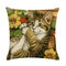 Cute Cat Printing Linen Cushion Cover Colorful Cats Pattern Decorative Throw Pillow Case For Sofa Pillowcase - #1