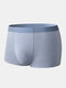 Mens Solid Color Seamless Breathable Mid Waist Boxer Briefs - Gray