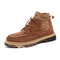 Men Outdoor Moc Toe Slip Resistant Work Style Elastic Sock Anke Boots - Brown