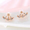 Trendy Small Daisy Flower Ear Hook Geometric Metal Flower Rhinestone Cute Earrings - Pink