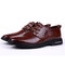 Men PU Leather Pure Color Business Casual Shoes - Brown