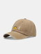 Unisex washed Made-old Cotton Solid Color Broken Hole Letter Embroidery Baseball Cap - Khaki