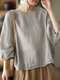 Solide lockere Bluse mit Rundhalsausschnitt und Dolman-Ärmeln - Grau