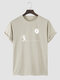 Mens Galaxy Astronaut Print Crew Neck Short Sleeve T-Shirts - Khaki