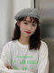 Women Cotton Solid Color All-match Painter Hat Beret - Gray
