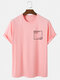 Mens Plum Bossom Chest Print Cotton Short Sleeve T-Shirts - Pink