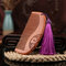 Wooden Comb Double-Sided Carving Peach Wood Comb Tassel Nanmu Mahogany Massage Hair Scalp Hair Care - Violet