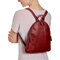 Women Casual PU Faux Leather Zipper Multi-carry Backpack - Red