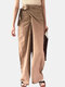 Irregular Bowknot Wrap Pocket Straight Vintage Plus Size Pants - Khaki