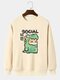 Mens Cartoon Animal Graphic Crew Neck Daily Pullover Sweatshirts - Apricot