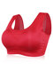 Plus Size Sleep Wireless Lace Back Seamless Elastic Yoga Sports 6XL Bras - Red