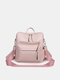 Women Fashion Faux Leather Large Capacity Multi-Carry Backpack Crossbody Bag - Pink