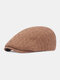 Men Woolen Plus Thicken Keep Warm Winter Outdoor Knitted Forward Hat Flat Hat - Khaki
