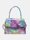 Women PU Leather Chain Tie Dye Handbag Crossbody Bag Satchel Bag Square Bag - Purple