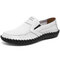 Men Breathable Mesh Fabric Round Toe Slip-on Hard Wearing Outdoor Shoes - White