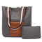 2 PCS/Set Women PU Leather large Capacity Handbags Casual Pure Color Wallet - Grey 1