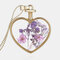Collier de fleurs séchées en verre de coeur de pêche géométrique en métal Collier pendentif de fleurs séchées naturelles - 6