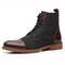 Men British Style Cap Toe Comfy Work Style Ankle Boots - Brown