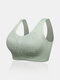 Plus Size Butterfly Lace Wireless Seamless Gather Full Cup Comfy Sleep Yoga Bra - Green