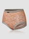 Women Contrast Trim Lace High Waist Elastic Thin Panties - Orange