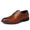 Men Large Size Cow Leather Formals Business Shoes - Brown
