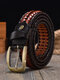 JASSY 105-125cm Men's Leather Handwoven Vintage Casual Pin Buckle Hollow Belt - Dark Brown