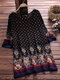 Печатаные  Мини-платья С O-образным Вырезом Для Женщин - Черный