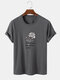 Mens 100% Cotton Rose & Slogant Print Crew Neck Short Sleeve T-Shirt - Dark Grey