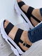 Large Size Women Casual Summer Vacation Platform Sandals - Black