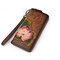 محفظة جلد طبيعي عتيقة متعددة الوظائف هاتف للنساء - قهوة