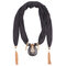 Collar de múltiples capas de gasa impresa bohemia borla moldeada hecha a mano Colgante Collar de chal de bufanda para mujer - Gris oscuro