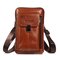 Men Genuine Leather Waist Bag Shoulder Bag Phone Bag - Red-brown