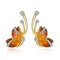 Luxury Butterfly Gold Earrings Sweet Ceramic Rhinestones Crystal Earrings Elegant Gift for Women - Orange