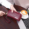 Women Faux Leather Long Clutch Bags Multi-slot Wallet Solid Phone Purse - Wine Red