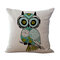 Multi-color Cartoon Cute Owl Pattern Linen Cotton Cushion Cover Home Car Sofa Office Pillowcases - #1