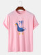 Camisetas de algodón de manga corta con estampado de pato de dibujos animados para hombre Cuello - Rosado