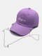 Unisex Cotton Solid Color Letter Pattern Embroidery Long Chain Decoration Personality All-match Baseball Cap - Purple