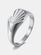 Trendy Simple Carved Love-shaped Refracts Light Polished Titanium Steel Seal Ring - Silver