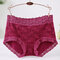 3XL Plus Size Cotton Lace High Waisted Hip Lifting Panties - Wine Red